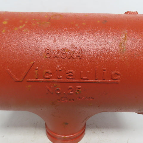 Victaulic No. 25 8x8x4 Reducing Tee Grooved End Ductile Iron Fitting