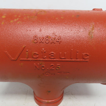 Victaulic No. 25 8x8x4 Reducing Tee Grooved End Ductile Iron Fitting