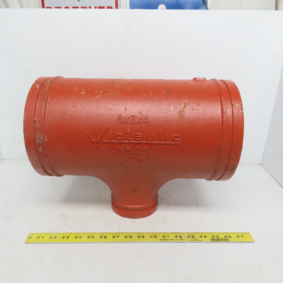 Victaulic No. 25 8x8x4 Reducing Tee Grooved End Ductile Iron Fitting
