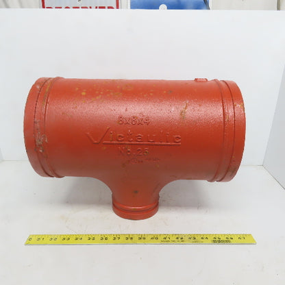 Victaulic No. 25 8x8x4 Reducing Tee Grooved End Ductile Iron Fitting