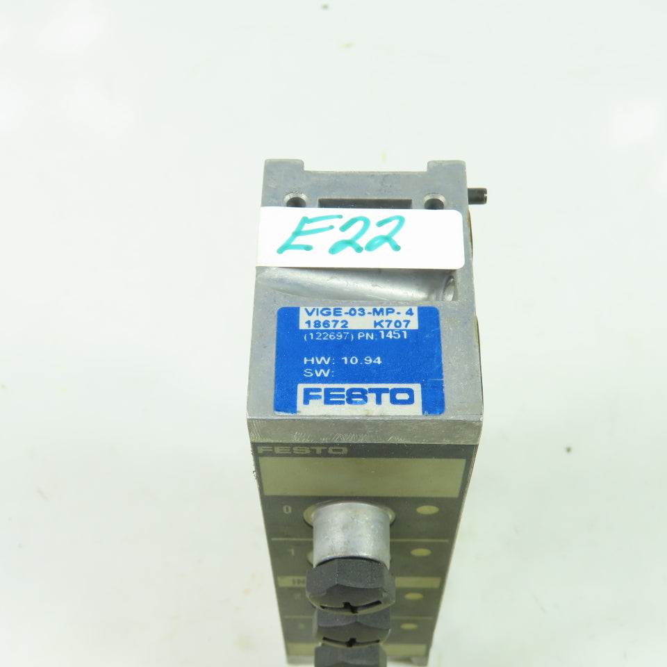 Festo VIGE-03-MP-4 Pneumatic Control Input Module 3/4 Valve Terminal