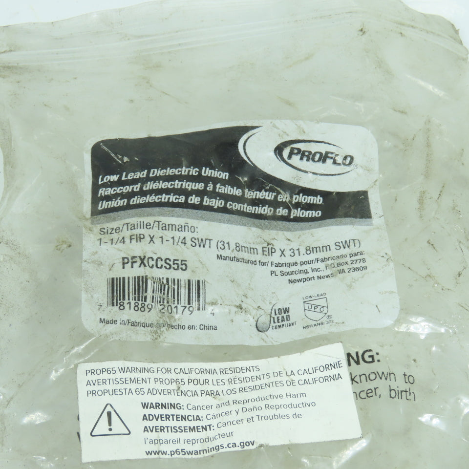 Proflo PFXCCS55 1-1/4" FIP x 1-1/4" Sweat Dielectric Union Lot Of 2