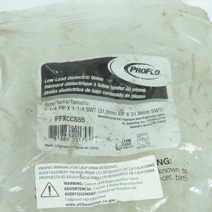 Proflo PFXCCS55 1-1/4" FIP x 1-1/4" Sweat Dielectric Union Lot Of 2