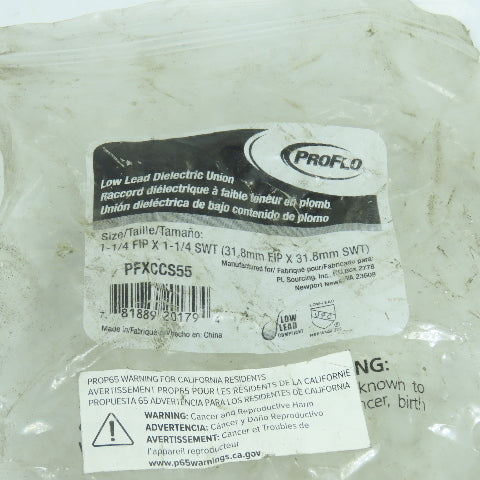 Proflo PFXCCS55 1-1/4" FIP x 1-1/4" Sweat Dielectric Union Lot Of 2