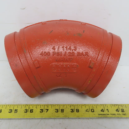 Victaulic V11 4" 45° Elbow Grooved End Ductile Iron Fitting 4/114.3 400PSI