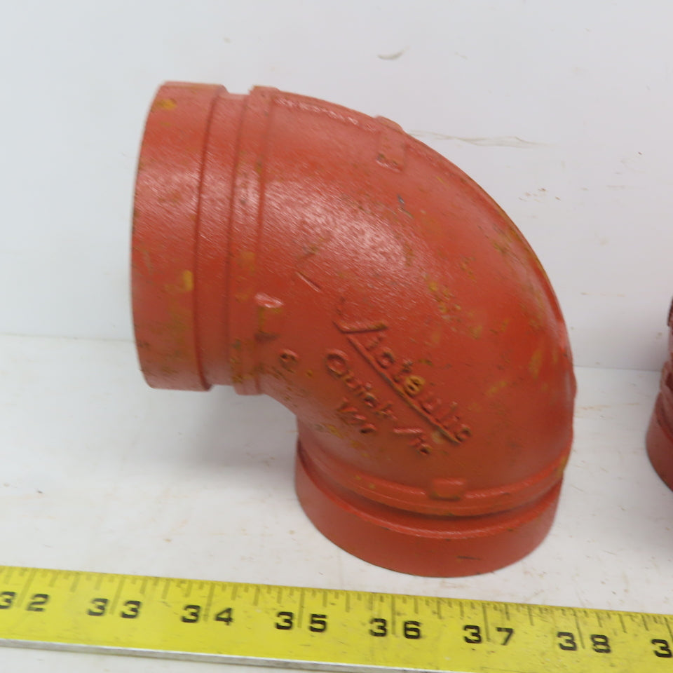 Victaulic V10 3" 90° Elbow Grooved End Ductile Iron Fitting 400PSI Lot of 2