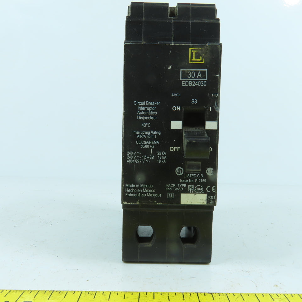 Square D EDB24030 HACR Type 30A Circuit Breaker 2-Pole 240V / 480Y