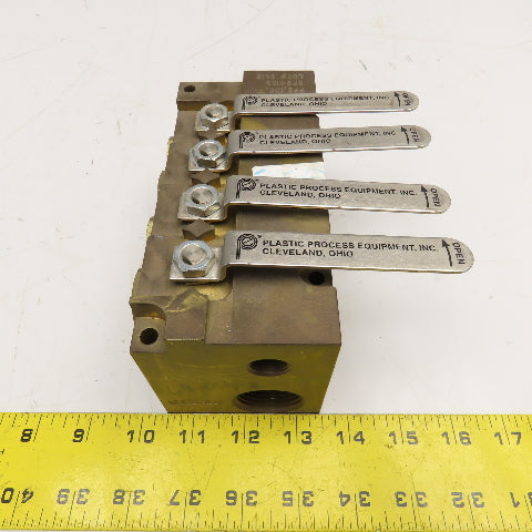 PLC SPS412B 1" NPT x 1/2" NPT 4 Way Brass Supply/Return Manifold Shut Off