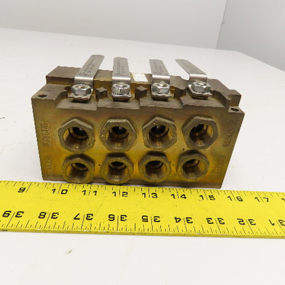PLC SPS412B 1" NPT x 1/2" NPT 4 Way Brass Supply/Return Manifold Shut Off