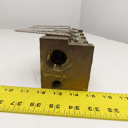 PLC SPS412B 1" NPT x 1/2" NPT 4 Way Brass Supply/Return Manifold Shut Off