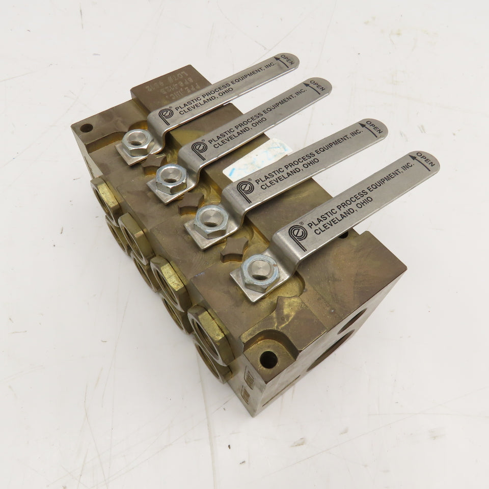 PLC SPS412B 1" NPT x 1/2" NPT 4 Way Brass Supply/Return Manifold Shut Off