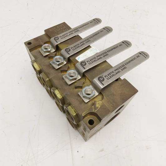 PLC SPS412B 1" NPT x 1/2" NPT 4 Way Brass Supply/Return Manifold Shut Off
