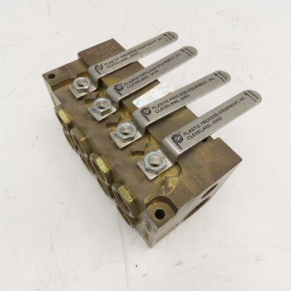 PLC SPS412B 1" NPT x 1/2" NPT 4 Way Brass Supply/Return Manifold Shut Off