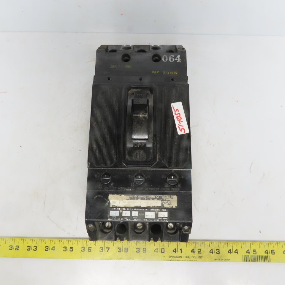 ITE X147282 Vintage 100A 3 Pole Adjustable Trip Molded Case Circuit Breaker