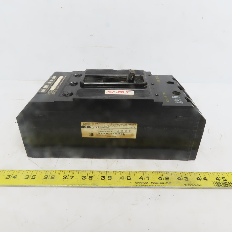 ITE X147278 Vintage 600V 10A 3 Pole Adjustable Trip Molded Case Circuit Breaker