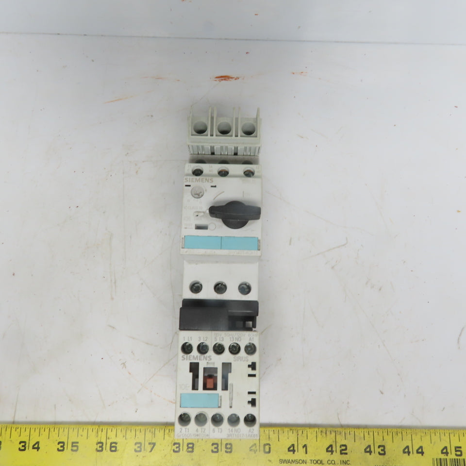 Siemens 3RV1021-4CA10 Motor Starter W/3RT1017-1AK61 Contactor