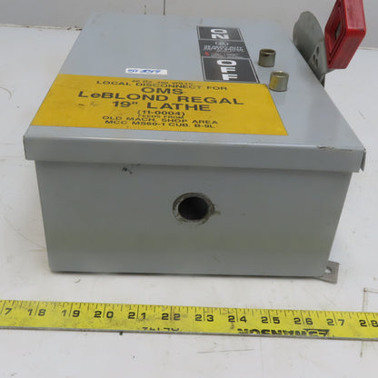 Ge General Electric THN3361J Non Fused Disconnect Switch 30A 600V 3 Pole