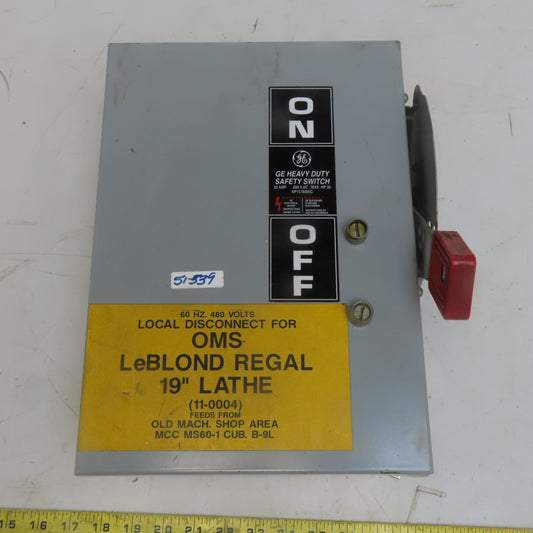 Ge General Electric THN3361J Non Fused Disconnect Switch 30A 600V 3 Pole
