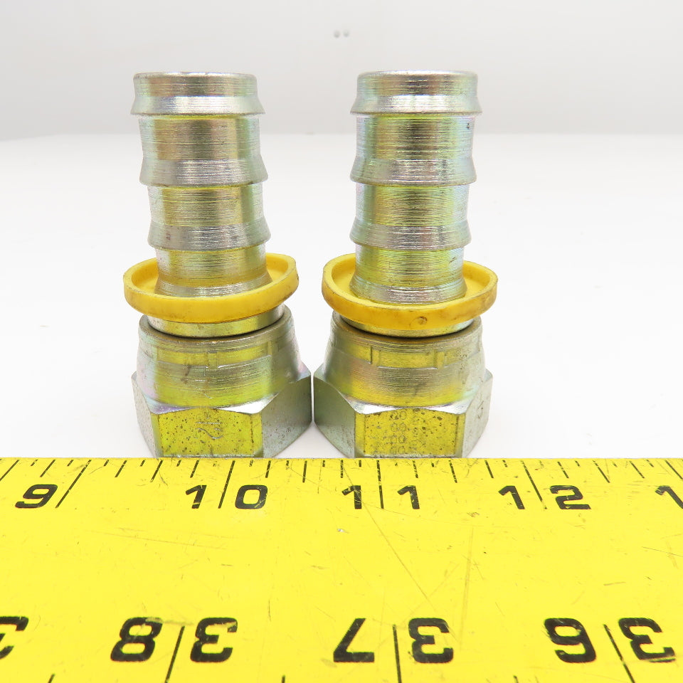 Parker 3/4" JIC (-12) Female Swivel x 3/4" Hose Barb Lot Of 2