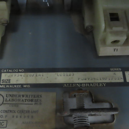 Allen Bradley YUW934216/1AG Size 2 Mcc Motor Starter Bucket 25Hp 480V 3ph 3 Pole