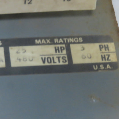 Allen Bradley YUW934216/1AG Size 2 Mcc Motor Starter Bucket 25Hp 480V 3ph 3 Pole