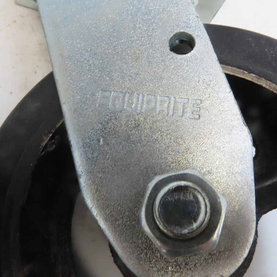 Eqiprite 6"x2" Rubber On Cast Iron Caster (2) Swivel & (2) Straight Set of 4