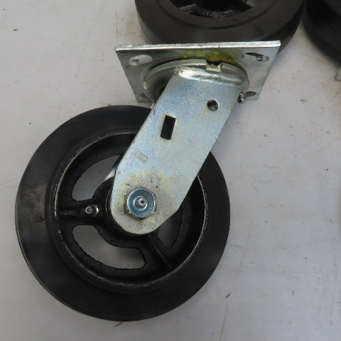 Eqiprite 6"x2" Rubber On Cast Iron Caster (2) Swivel & (2) Straight Set of 4