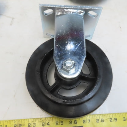 Eqiprite 6"x2" Rubber On Cast Iron Caster (2) Swivel & (2) Straight Set of 4