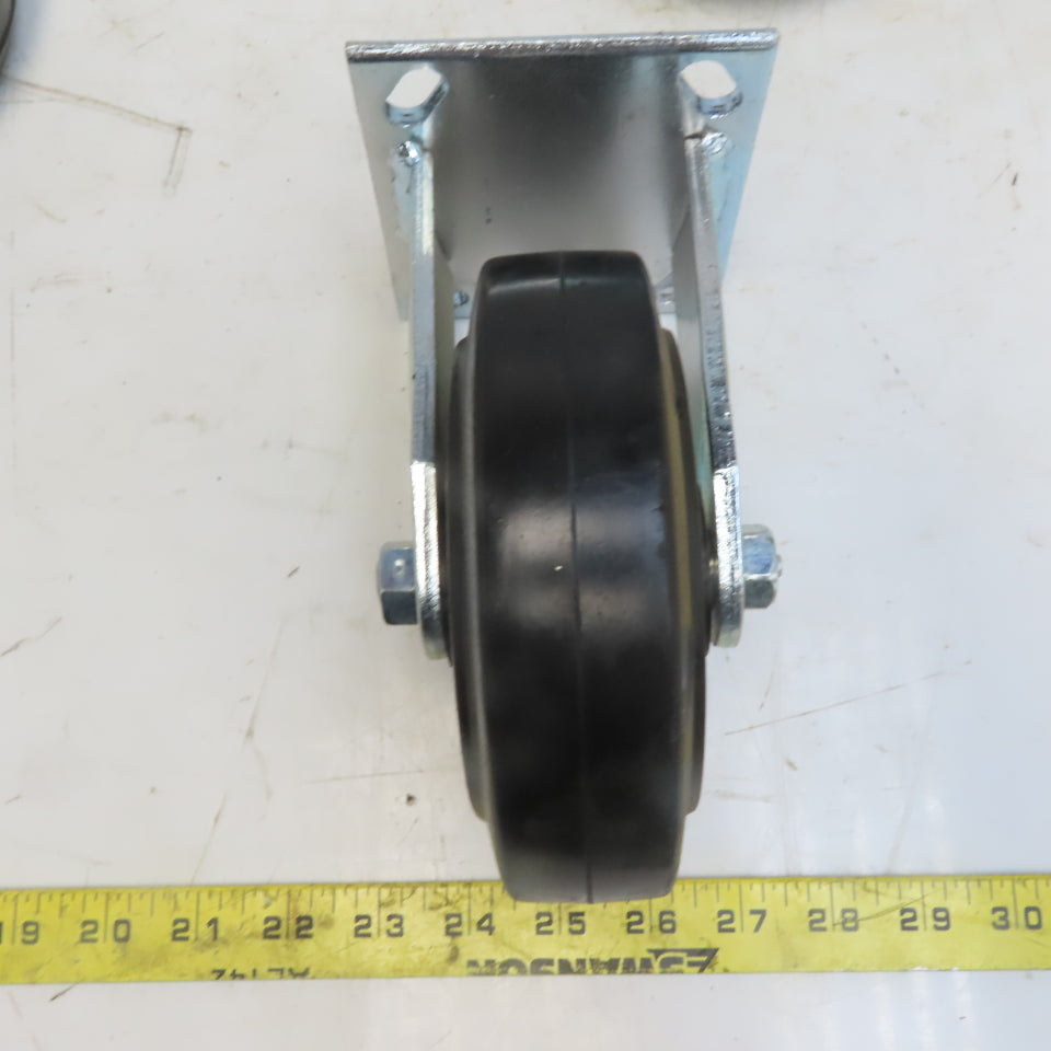 Eqiprite 6"x2" Rubber On Cast Iron Caster (2) Swivel & (2) Straight Set of 4