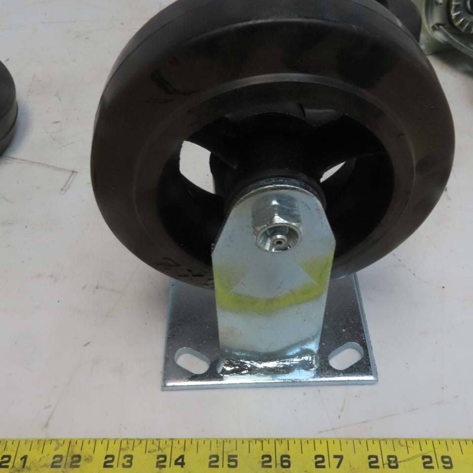 Eqiprite 6"x2" Rubber On Cast Iron Caster (2) Swivel & (2) Straight Set of 4
