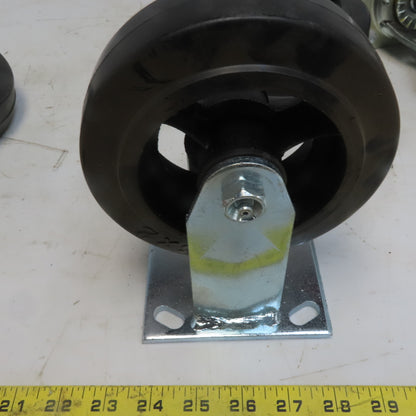 Eqiprite 6"x2" Rubber On Cast Iron Caster (2) Swivel & (2) Straight Set of 4