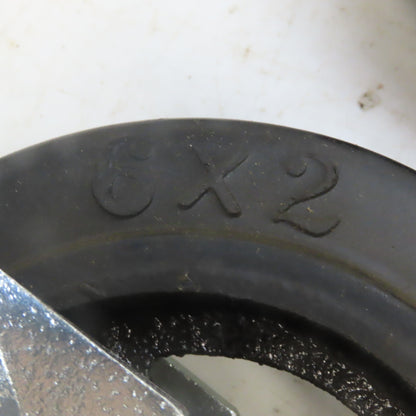 Eqiprite 6" x 2" Rubber On Cast Iron Caster Straight 500lb Capacity Set of 2