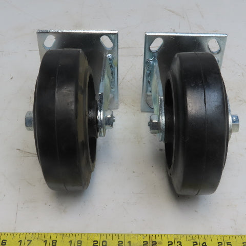 Eqiprite 6" x 2" Rubber On Cast Iron Caster Straight 500lb Capacity Set of 2