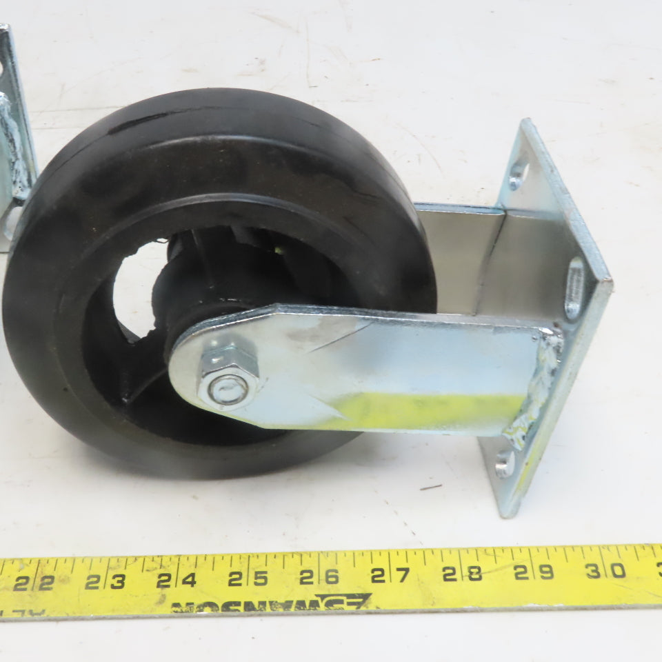 Eqiprite 6" x 2" Rubber On Cast Iron Caster Straight 500lb Capacity Set of 2