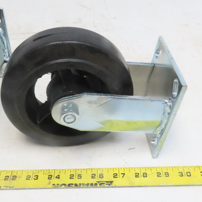 Eqiprite 6" x 2" Rubber On Cast Iron Caster Straight 500lb Capacity Set of 2