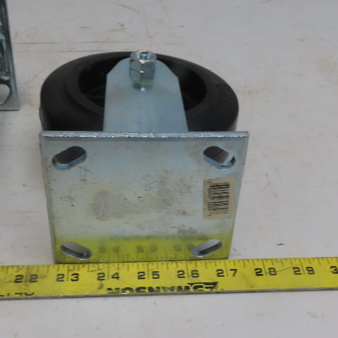 Eqiprite 6" x 2" Rubber On Cast Iron Caster Straight 500lb Capacity Set of 2