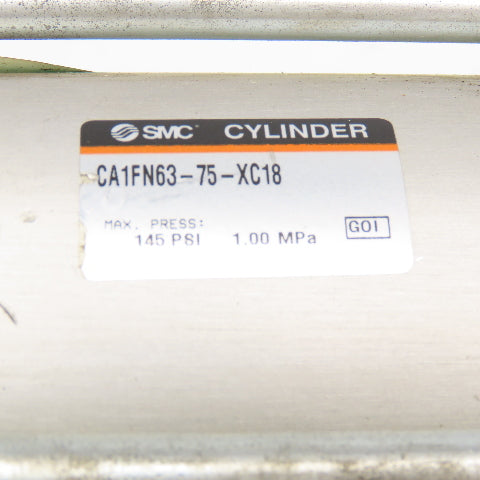 SMC CA1FN63-75-XC18 63mm Bore 75mm Stroke Double Acting Air Cylinder
