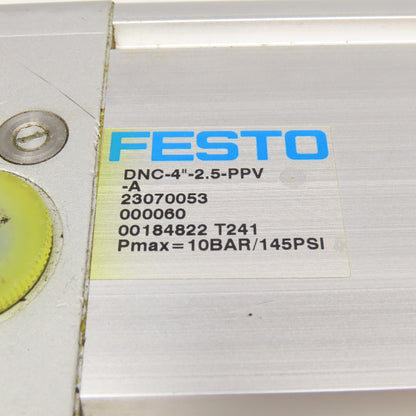 Festo 4"-2.5-PPV-A 4" Bore 2-1/2" Stroke Double Acting Air Cylinder