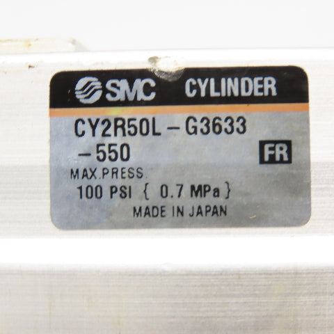 SMC CY2R50L-G3633-550 Magnetically Coupled Rodless Cylinder 1/4" NPT