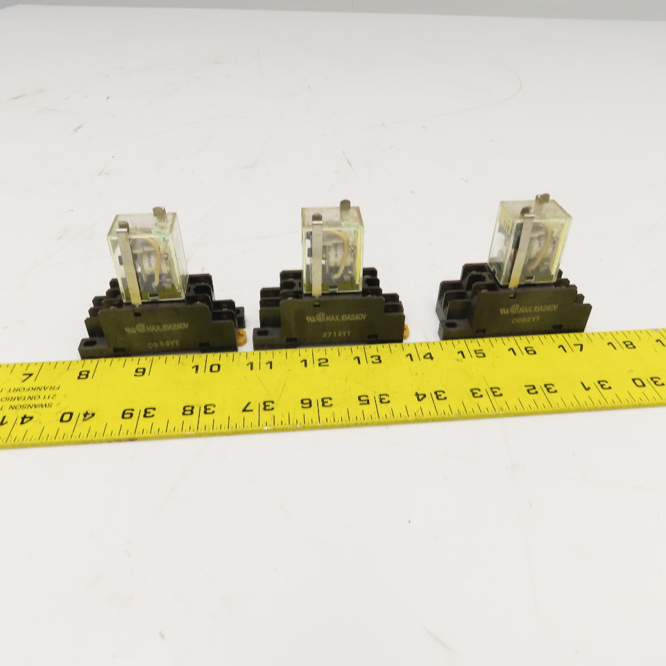 Omron LY1N-D2 24VDC Relay & Socket Base Lot Of 3
