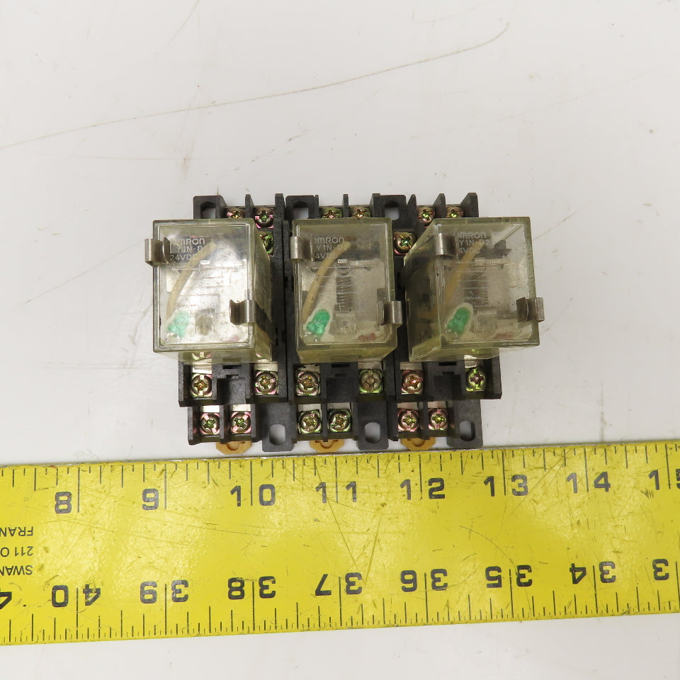 Omron LY1N-D2 24VDC Relay & Socket Base Lot Of 3