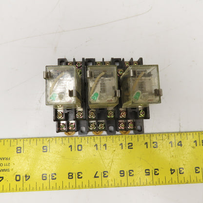 Omron LY1N-D2 24VDC Relay & Socket Base Lot Of 3