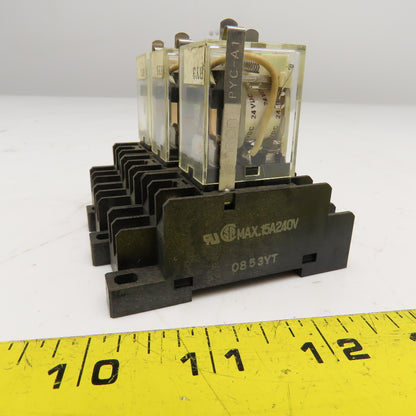 Omron LY1N-D2 24VDC Relay & Socket Base Lot Of 3