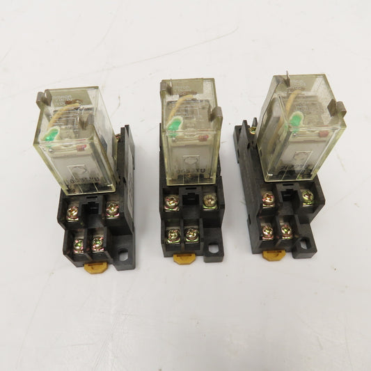 Omron LY1N-D2 24VDC Relay & Socket Base Lot Of 3