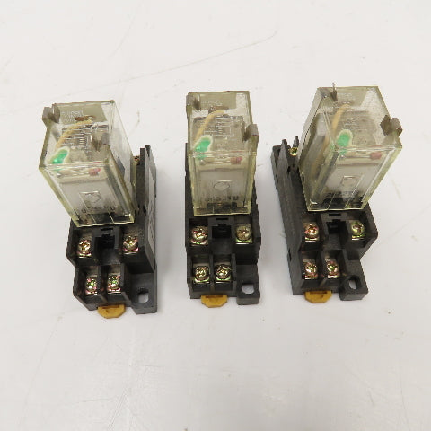 Omron LY1N-D2 24VDC Relay & Socket Base Lot Of 3