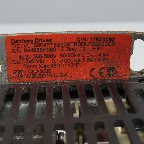 Danfoss VLT5004PT5B20STR3DLF00A00C0 380-500V 2.2kW 0.1-1000Hz AC Drive