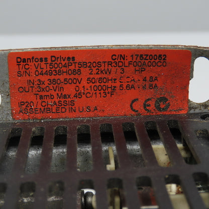 Danfoss VLT5004PT5B20STR3DLF00A00C0 380-500V 2.2kW 0.1-1000Hz AC Drive