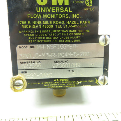 UFN MH-NSF16GM-8-32V1.0-M3WR-PC4M-C-Z86 0-16GPM Flow Meter 1" NPT Type 4