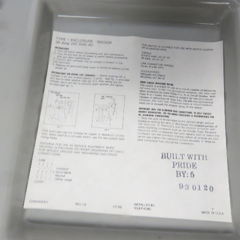 Challenger HD321NFC 30A 240V 3P Non-Fusible Safety Disconnect Switch