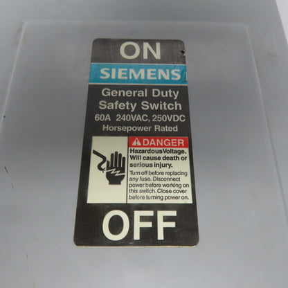 Siemens GNF322 60A 240V 3P Non-Fusible Safety Disconnect Switch Type 1 Enclosure